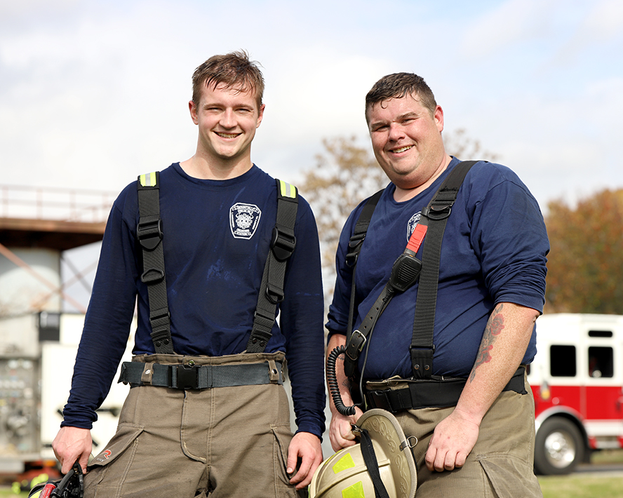 Firefighters smiling at training
